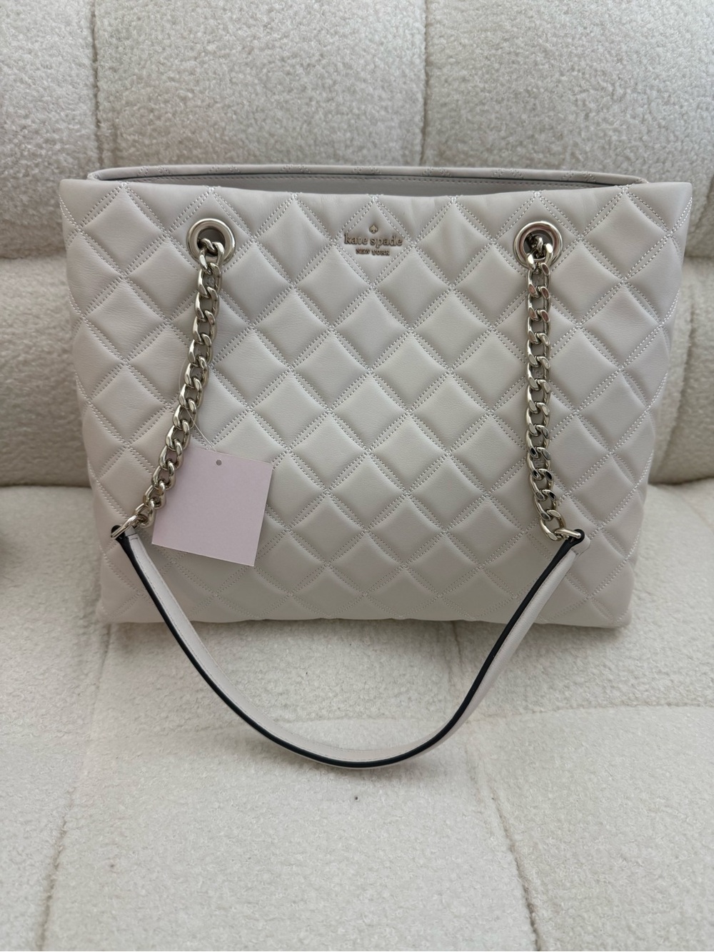 NWT!! Kate Spade Cream Quilted Leather Tote with Chain Straps